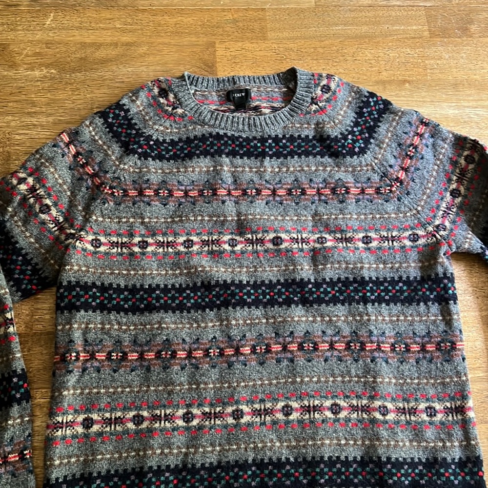 J. Crew size large lambswool fair isle crewneck sweater